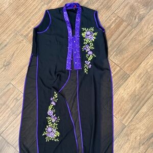 Women's 90's Vintage Silver Dragon Sheer Embroidered Asian Sleeveless Top